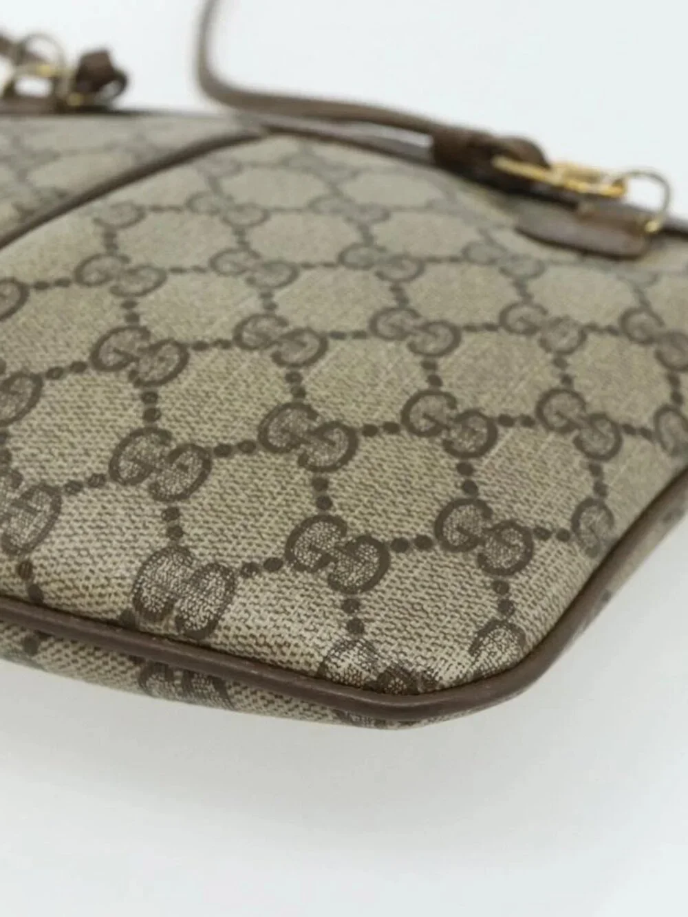 GUCCI GG Supreme Shoulder Bag PVC Beige Gold 904 02 047 Auth